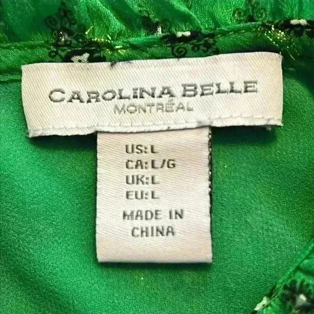 Carolina Belle Blouse Green Women’s Size L Polyester Cap Sleeve Ruffles - Picture 4 of 8